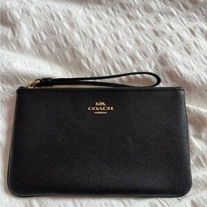 Coach Black Leather Wristlet with Gold Hardwore